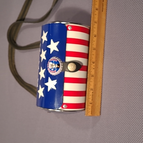 Little Earth Patriotic Red White Blue Barrel Crossbody Purse - Picture 6 of 11